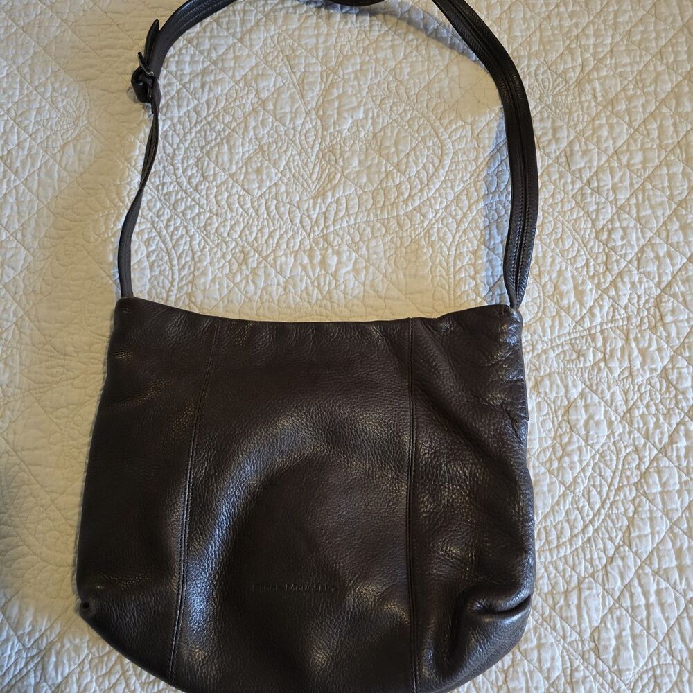 Vintage Stone Mountain Brown Genuine Leather Hobo Shoulder Bag Soft Slouchy